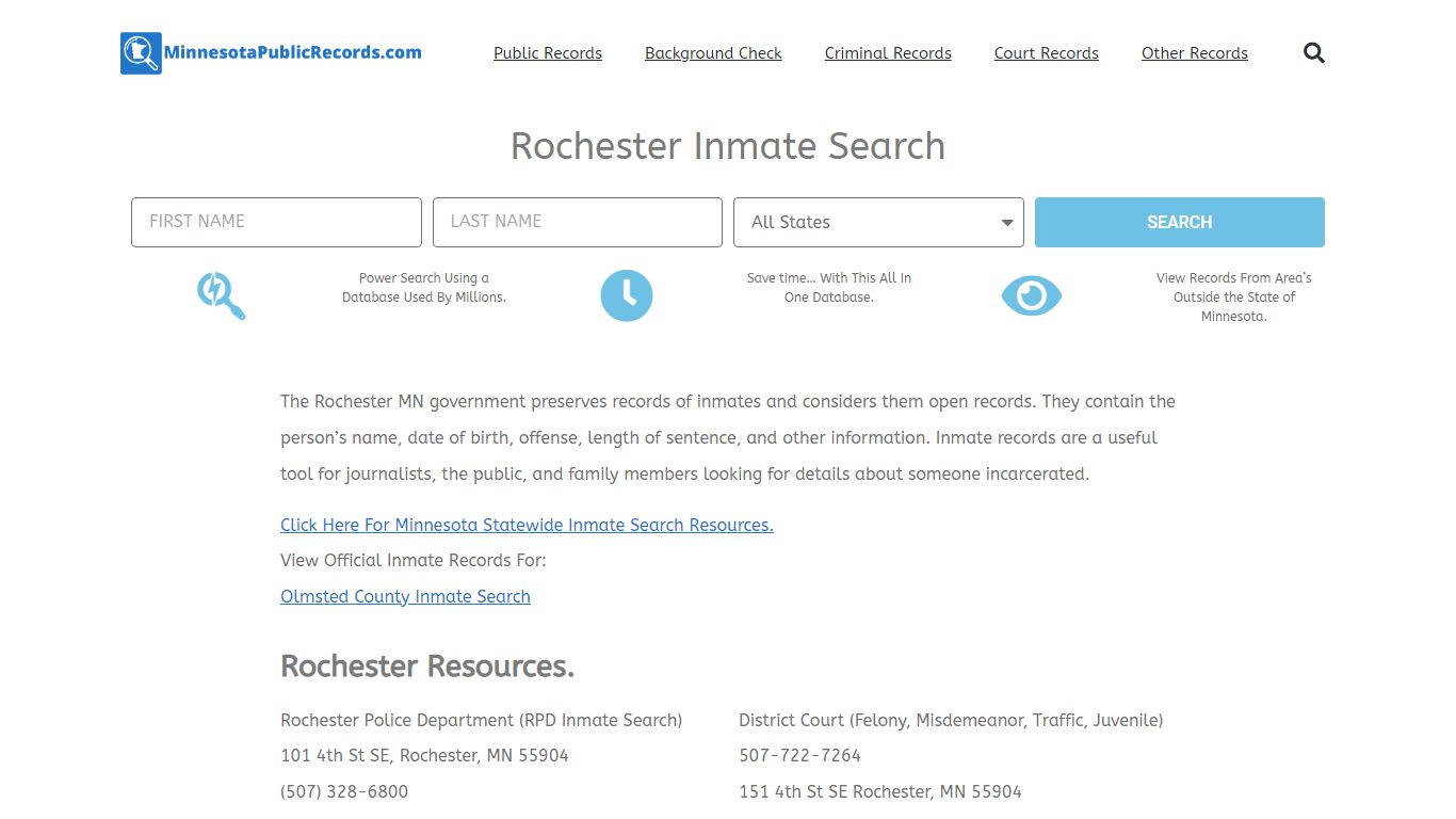 Rochester Inmate Search - RPD Current & Past Jail Records